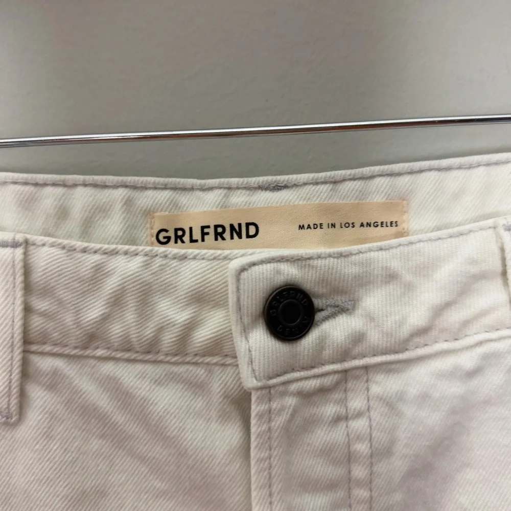 NEW $165 GRLFRND The Helena High Rise Cut Off White Denim Jean Shorts 350
